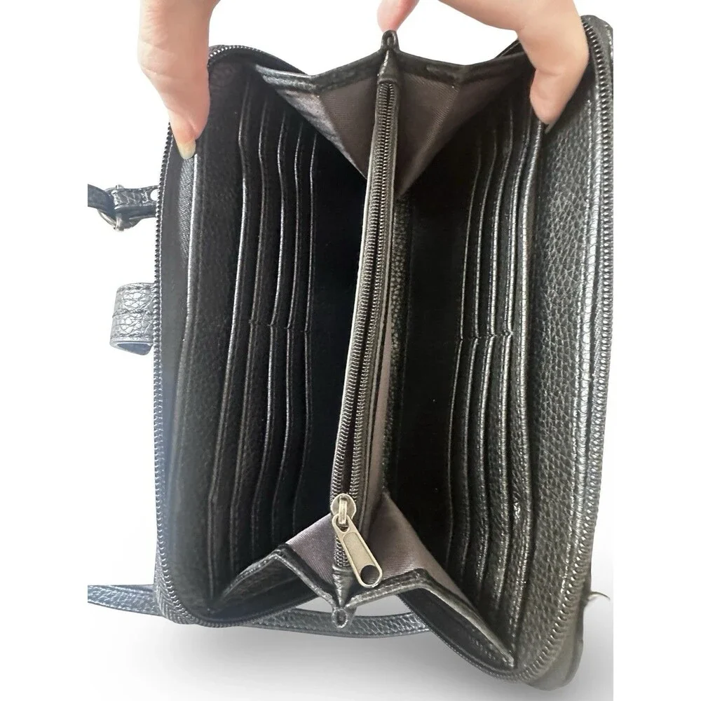 THE SAK 📱IRIS BLACK LEATHER & SUEDE  SMARTPHONE WALLET CROSSBODY EXCELLENT!!!